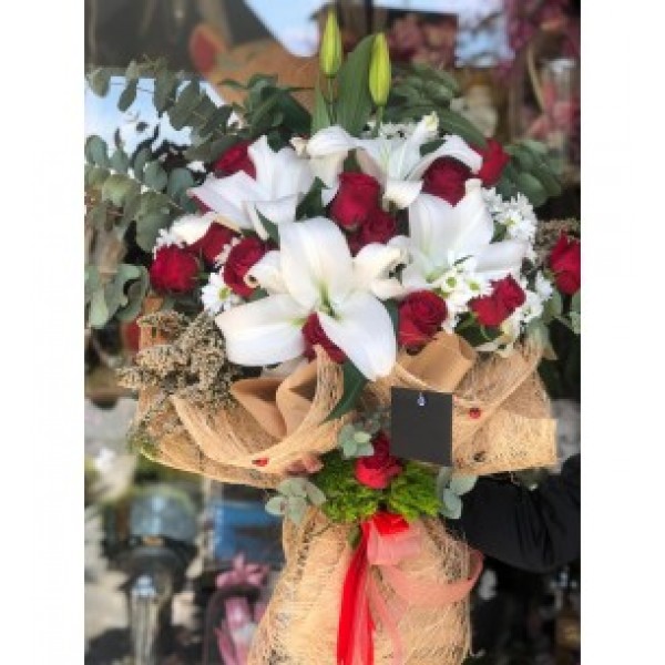Large Gül Lilyum Papatya Buket